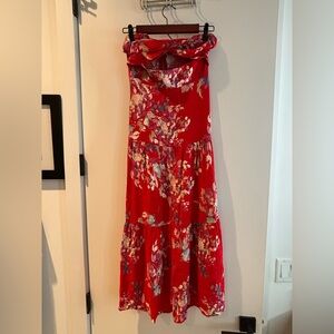 Hello Molly Red Pleated Strapless Sundress